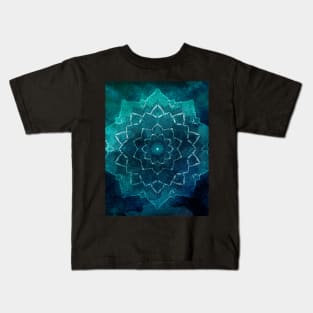 Teal mandala flower Kids T-Shirt